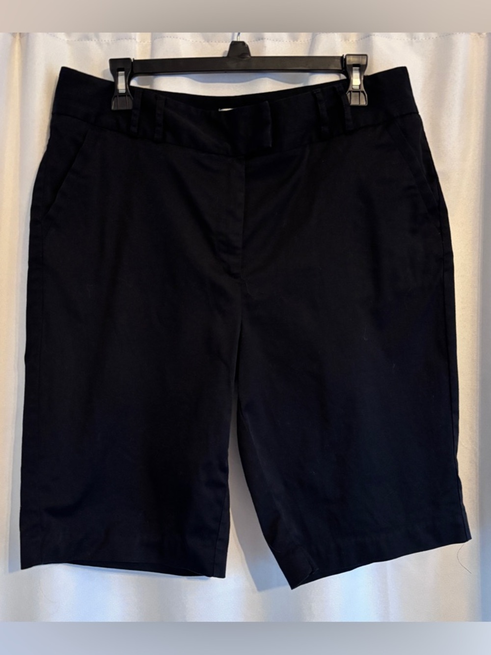 Chico's Black Bermuda Shorts-Tailored Mid-Length ~ Smart Casual, Minimalist Chic